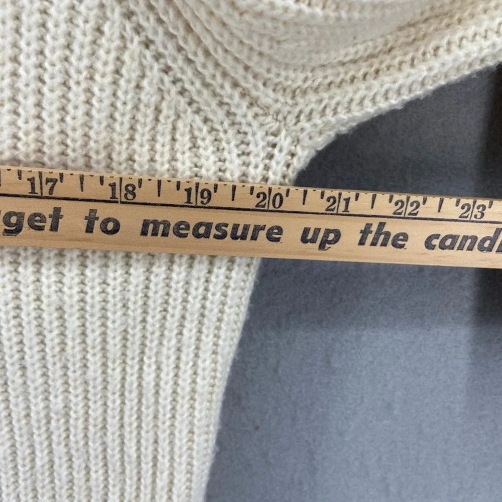 Cabi Cardigan Womens Sz M Cream Knit Button Front V Neck‎ Long Sleeve Long Line
